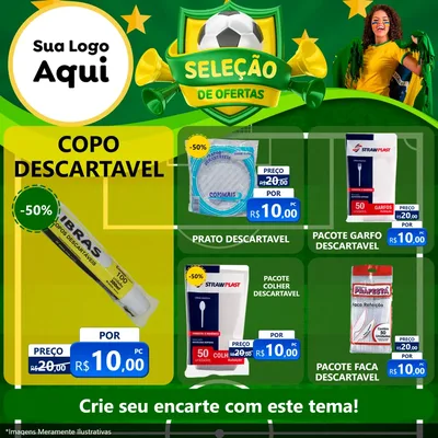 Modelo de Rede Social para Feed Facebook com o tema Seleção de Ofertas - Copa para Embalagens