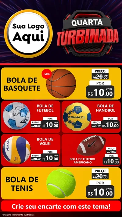 Modelo de TV para TV Vertical com o tema Quarta Turbinada para Artigos Esportivos