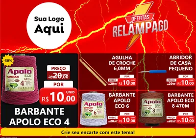 Modelo de Encarte para Encarte A4 Horizontal com o tema Ofertas Relâmpago para Armarinho e Aviamentos