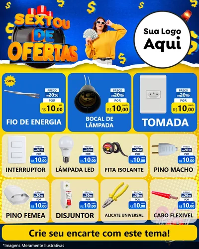 Modelo de Rede Social para Feed Instagram com o tema Sextou de Ofertas para Materiais Elétricos