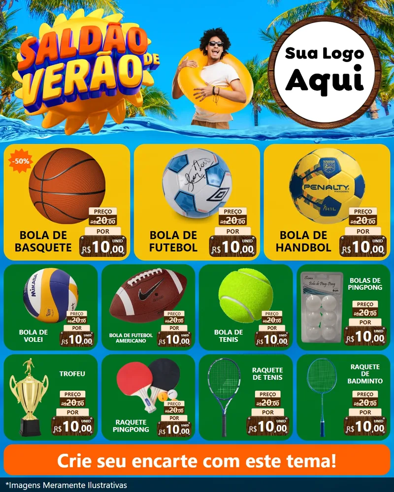 Modelo de Rede Social para Feed Instagram com o tema Saldão de Verão para Artigos Esportivos