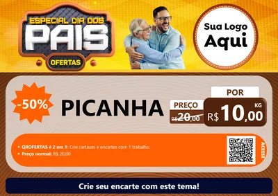 Modelo de Cartaz para Cartaz A4 Horizontal com o tema Especial Dia dos Pais para Açougue
