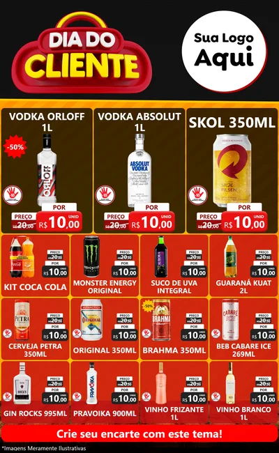 Modelo de Encarte para Encarte Grande com o tema Dia do Cliente para Distribuidora de bebidas