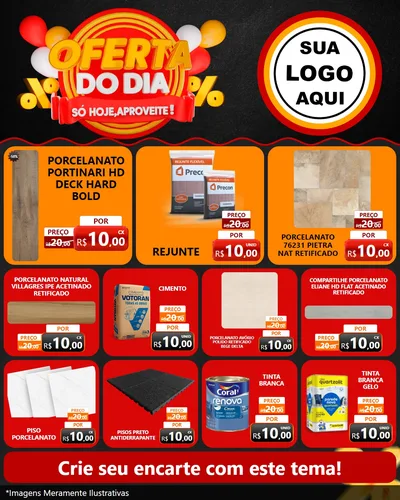 Modelo de Rede Social para Feed Instagram com o tema Oferta do Dia - Só hoje, Aproveite! para Pisos e revestimentos