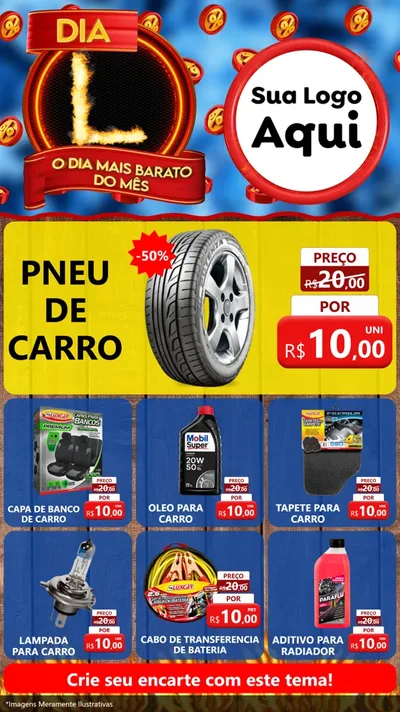 Modelo de Rede Social para Stories com o tema Dia L - O Dia Mais Barato Do Mês para Auto peças