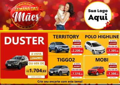 Modelo de Encarte para Encarte A4 Horizontal com o tema Semana das Mães para Concessionaria de Carros