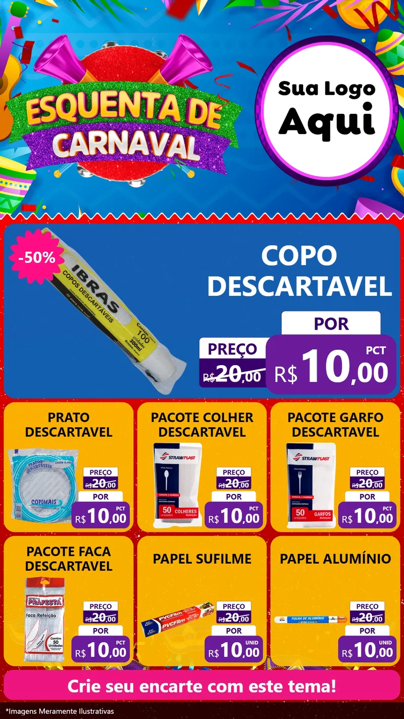 Modelo de Rede Social para Stories com o tema Esquenta de Carnaval para Embalagens