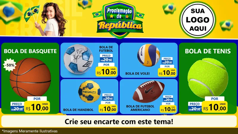 Modelo de TV para TV Horizontal com o tema Proclamação da República para Artigos Esportivos