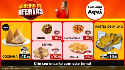 Modelo de TV para TV Horizontal com o tema Janeiro de Ofertas para Salgadaria