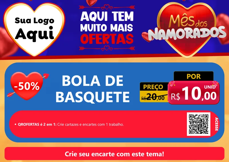 Modelo de Cartaz para Cartaz A4 Horizontal com o tema Mês dos Namorados para Artigos Esportivos