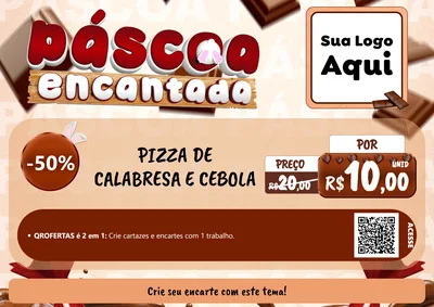 Modelo de Cartaz para Cartaz A4 Horizontal com o tema Páscoa Encantada para Pizzaria
