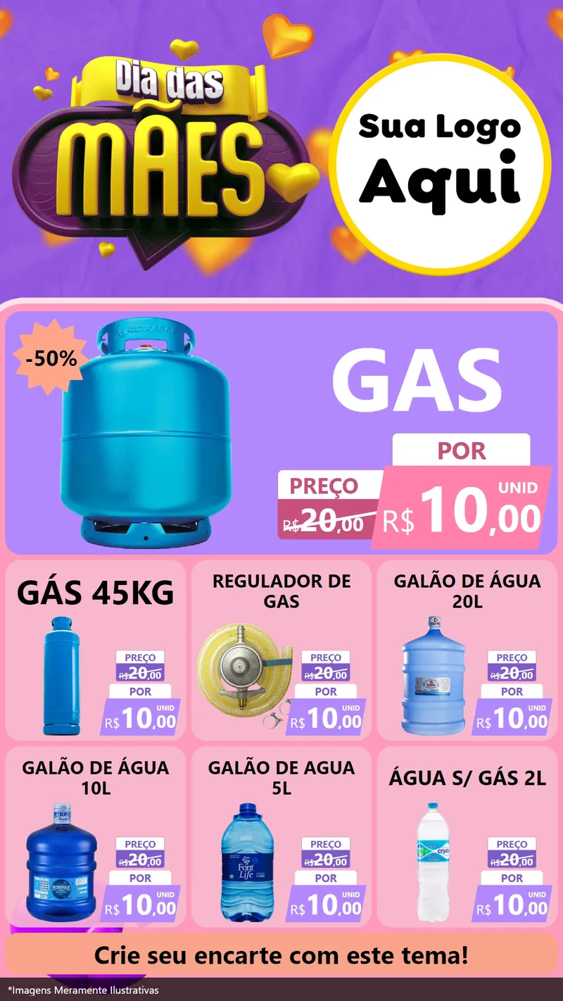 Modelo de Rede Social para Stories com o tema Dia das Mães para Água e gás