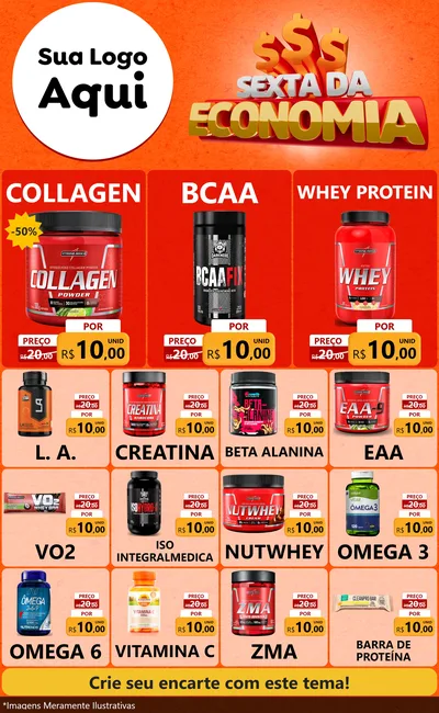 Modelo de Encarte para Encarte Grande com o tema Sexta da Economia para Suplementos alimentares