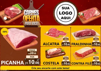 Modelo de Encarte para Encarte A4 Horizontal com o tema Carnes em Oferta Para Você para Açougue