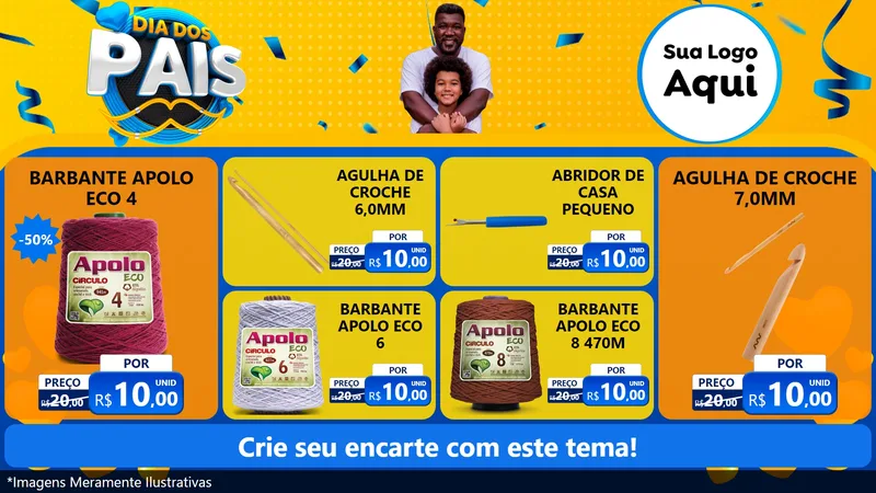 Modelo de TV para TV Horizontal com o tema Dia dos Pais para Armarinho e Aviamentos