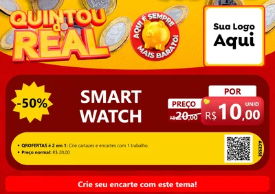 Modelo de Cartaz para Cartaz A4 Horizontal com o tema Quintou do Real para Informática