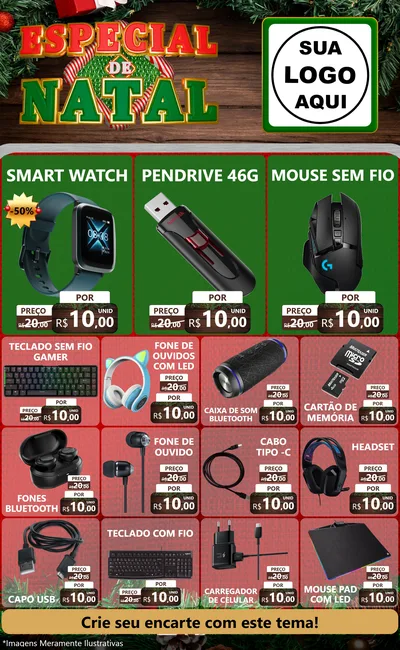 Modelo de Encarte para Encarte Grande com o tema Especial de Natal para Informática
