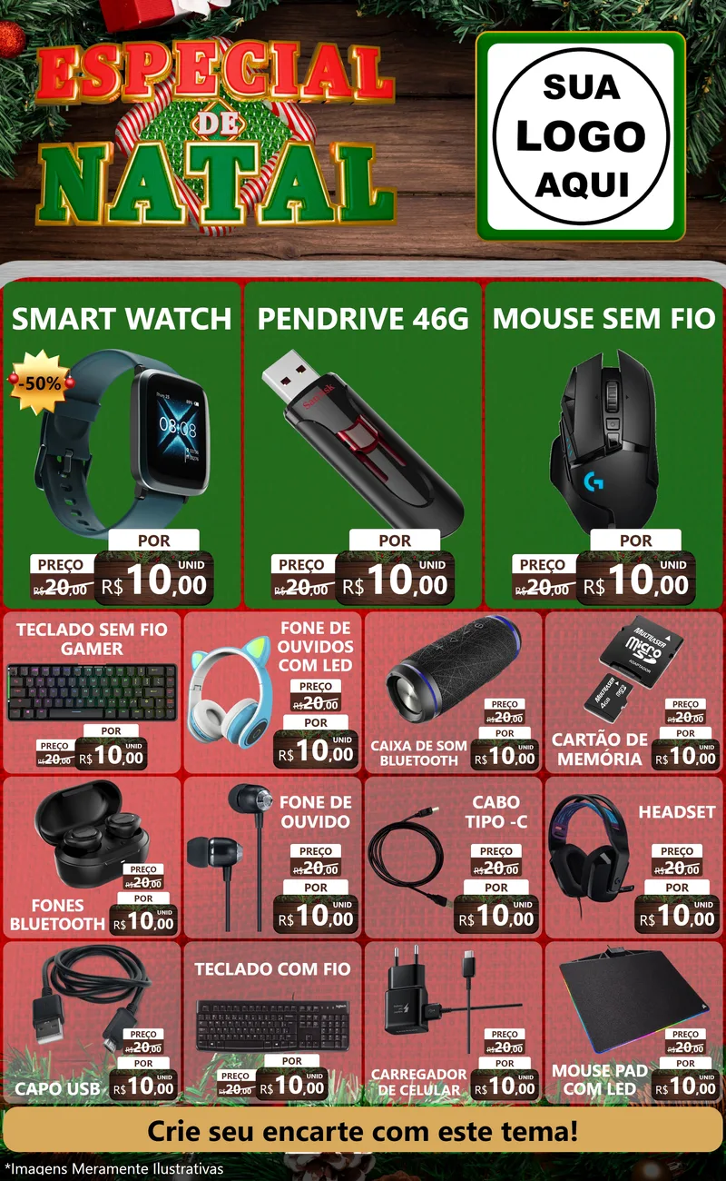 Modelo de Encarte para Encarte Grande com o tema Especial de Natal para Informática