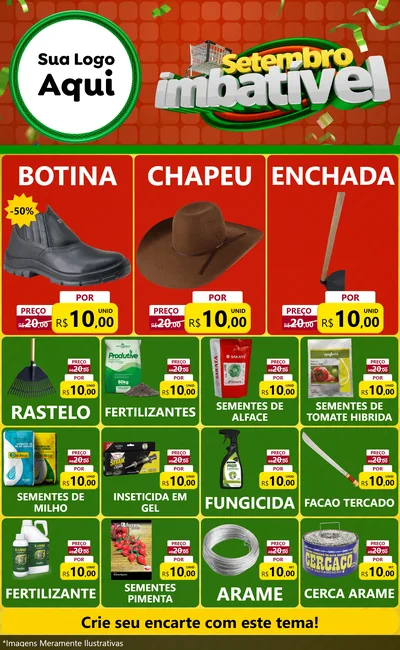 Modelo de Encarte para Encarte Grande com o tema Setembro Imbatível para Agropecuária