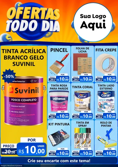 Modelo de Encarte para Encarte A4 Vertical com o tema Ofertas Todo Dia para Tintas e Ferramentas