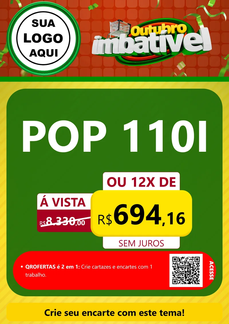 Modelo de Cartaz para Cartaz A4 Vertical com o tema Outubro Imbatível para Concessionaria de Motos