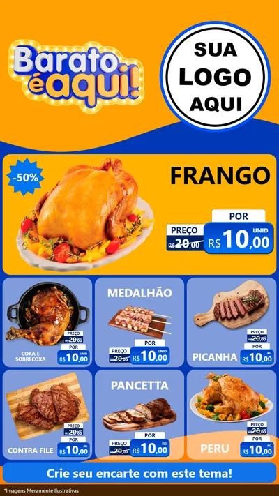 Modelo de Rede Social para Stories com o tema Barato é aqui para Assados