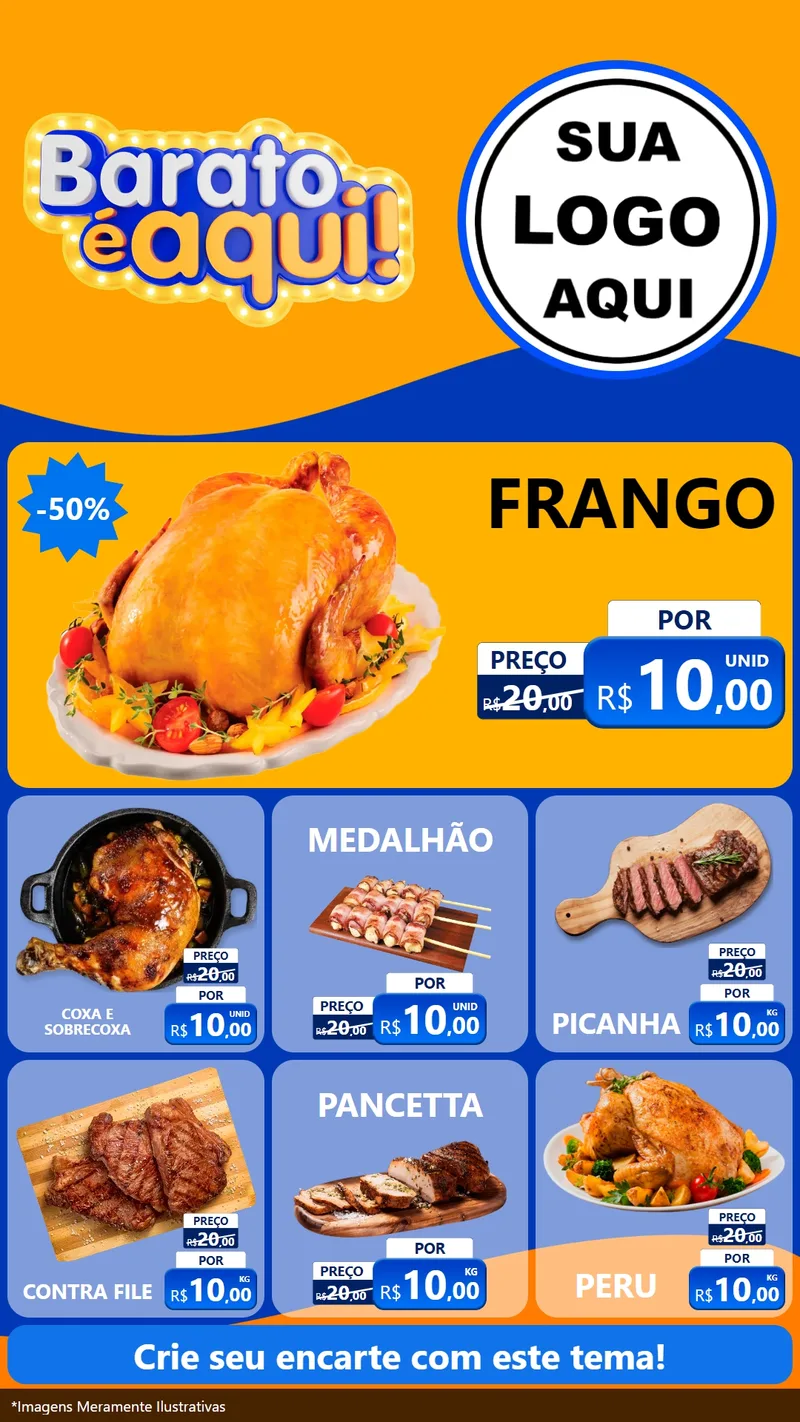 Modelo de Rede Social para Stories com o tema Barato é aqui para Assados