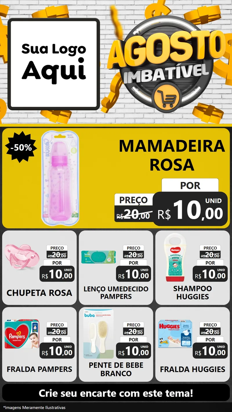 Modelo de Rede Social para Stories com o tema Agosto imbatível para Bebês