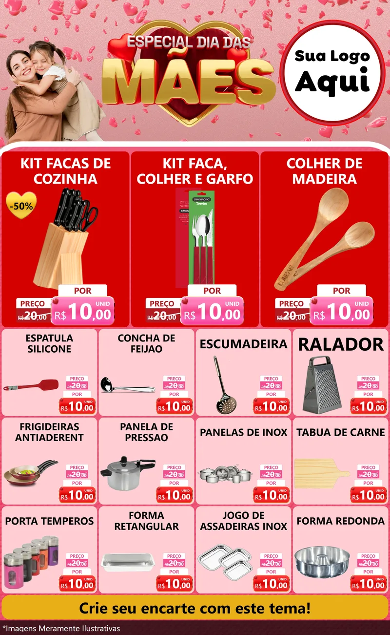 Modelo de Encarte para Encarte Grande com o tema Especial Dia Das Mães para Utilidades Domésticas