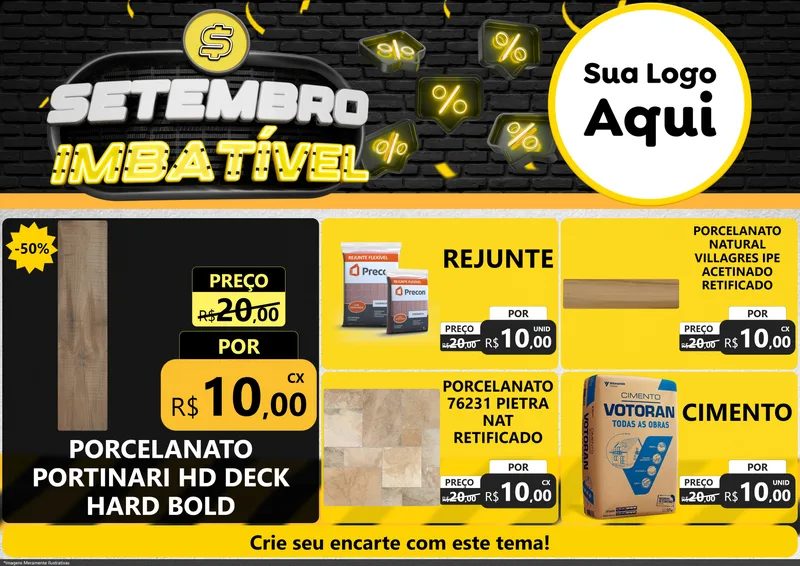 Modelo de Encarte para Encarte A4 Horizontal com o tema Setembro Imbatível para Pisos e revestimentos