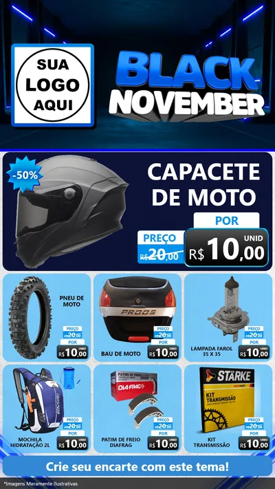 Modelo de Rede Social para Stories com o tema Black November para Moto peças