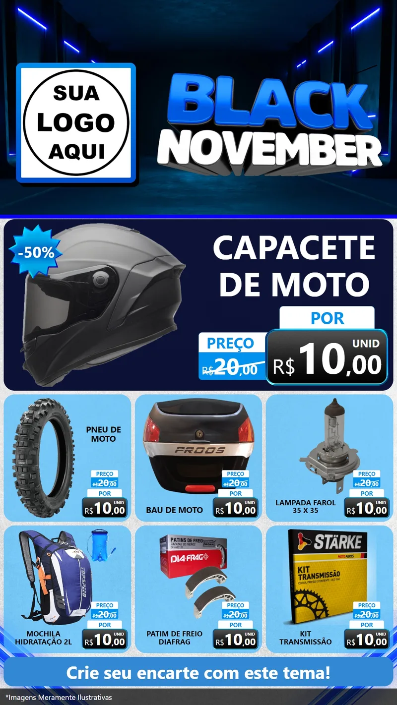 Modelo de Rede Social para Stories com o tema Black November para Moto peças