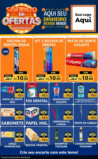 Modelo de Encarte para Encarte Grande com o tema Sábado de Ofertas Imperdíveis para Higiene Pessoal