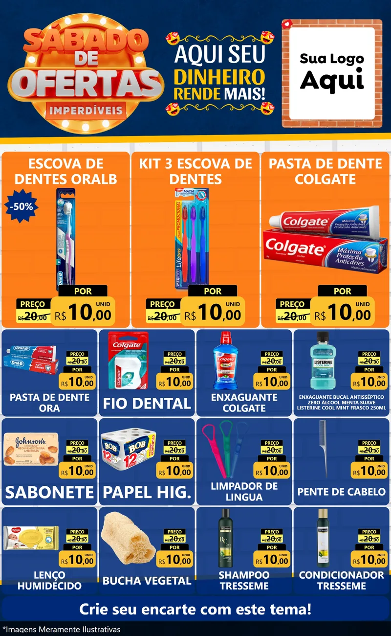 Modelo de Encarte para Encarte Grande com o tema Sábado de Ofertas Imperdíveis para Higiene Pessoal