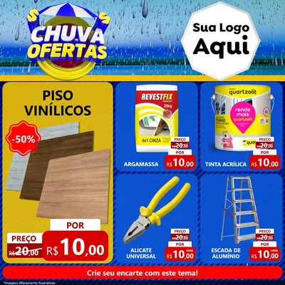Modelo de Rede Social para Feed Facebook com o tema Chuva de Ofertas para Material para Construção