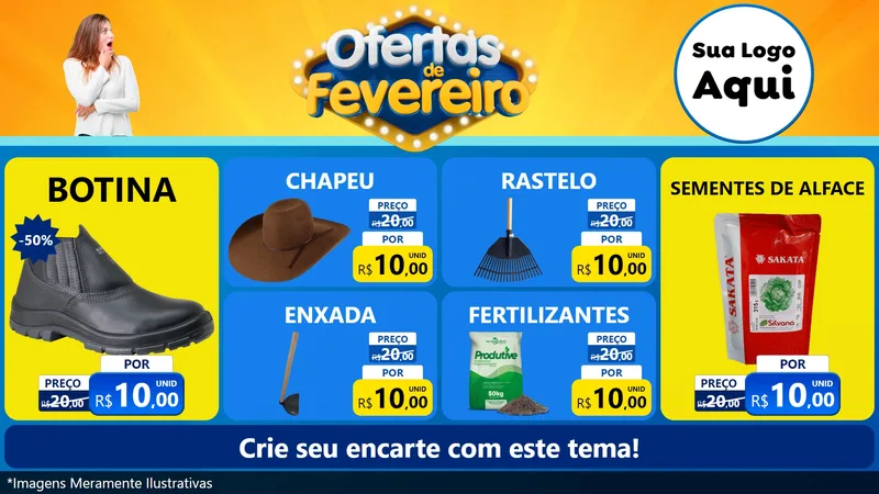 Modelo de TV para TV Horizontal com o tema Ofertas de Fevereiro para Agropecuária