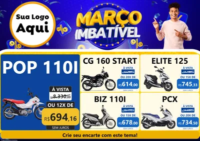 Modelo de Encarte para Encarte A4 Horizontal com o tema Março Imbatível para Concessionaria de Motos