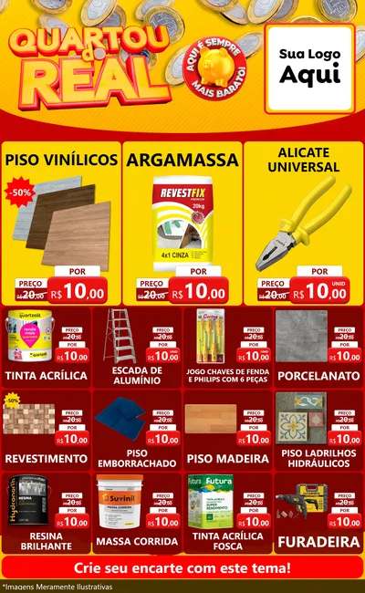 Modelo de Encarte para Encarte Grande com o tema Quartou do Real para Material para Construção