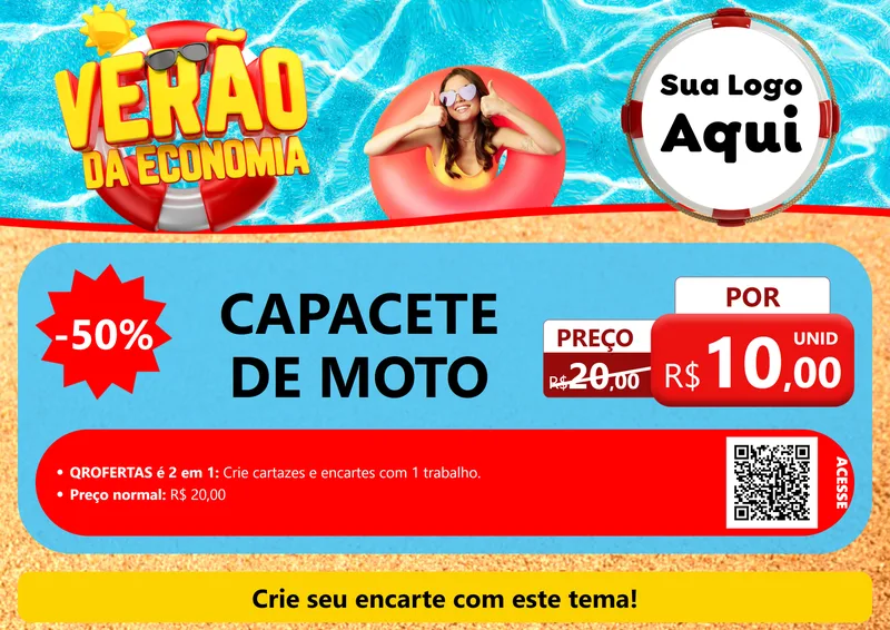 Modelo de Cartaz para Cartaz A4 Horizontal com o tema Verão da Economia para Moto peças