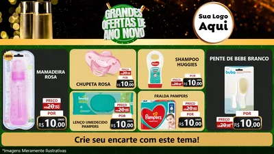 Modelo de TV para TV Horizontal com o tema Grandes Ofertas de Ano Novo para Bebês
