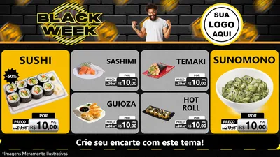 Modelo de TV para TV Horizontal com o tema Black Week para Comida japonesa