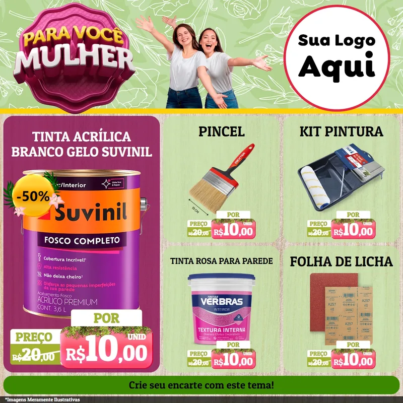 Modelo de Rede Social para Feed Facebook com o tema Para Você Mulher para Tintas e Ferramentas