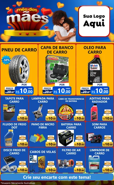 Modelo de Encarte para Encarte Grande com o tema Mês das Mães para Auto peças