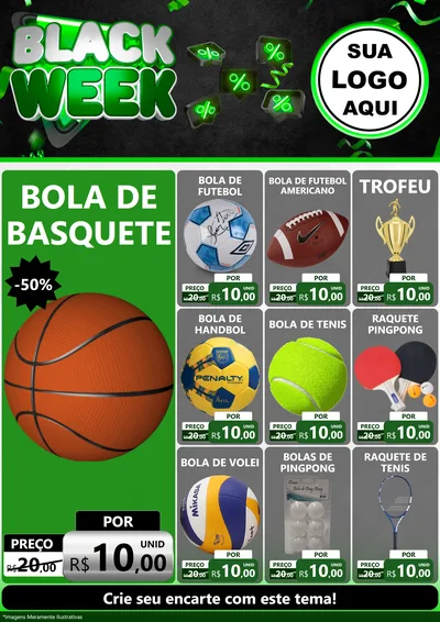 Modelo de Encarte para Encarte A4 Vertical com o tema Black Week para Artigos Esportivos