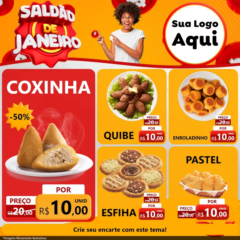 Modelo de Rede Social para Feed Facebook com o tema Saldão de Janeiro para Salgadaria