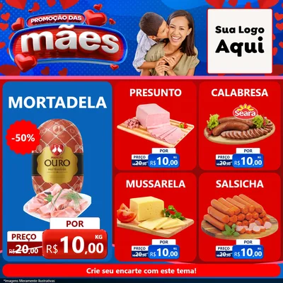 Modelo de Rede Social para Feed Facebook com o tema Promoção das Mães para Frios e Laticínios