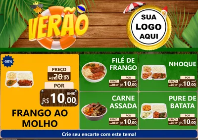 Modelo de Encarte para Encarte A4 Horizontal com o tema Verão para Restaurante