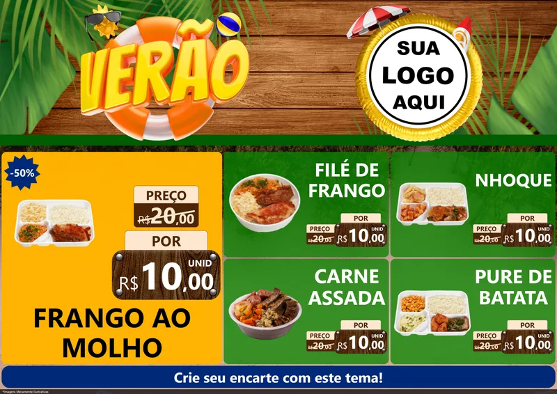 Modelo de Encarte para Encarte A4 Horizontal com o tema Verão para Restaurante
