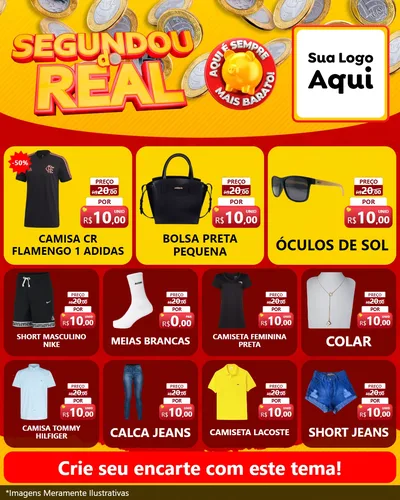 Modelo de Rede Social para Feed Instagram com o tema Segundou do Real para Roupas e acessórios