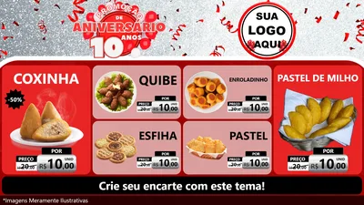 Modelo de TV para TV Horizontal com o tema Promoção de Aniversário - 10 Anos para Salgadaria